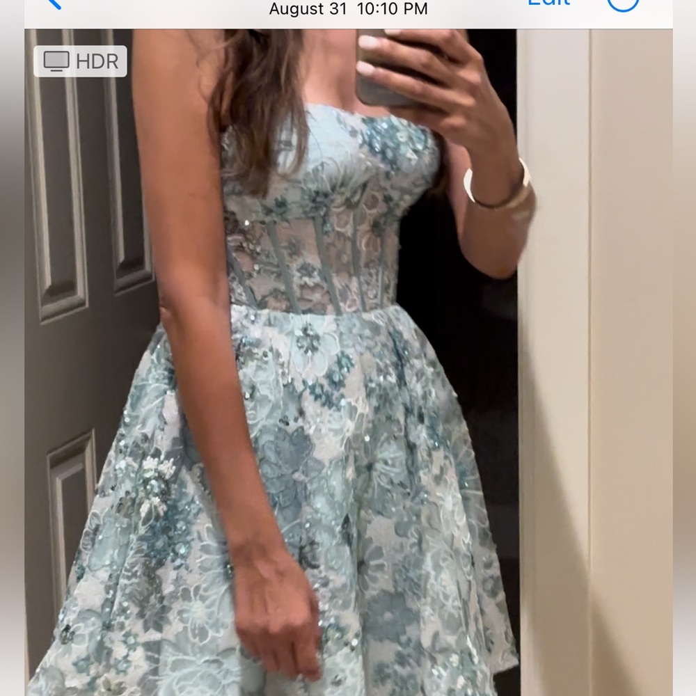 Sherri Hill strapless Cocktail dress(party, prom, homecoming). Sequin and lace